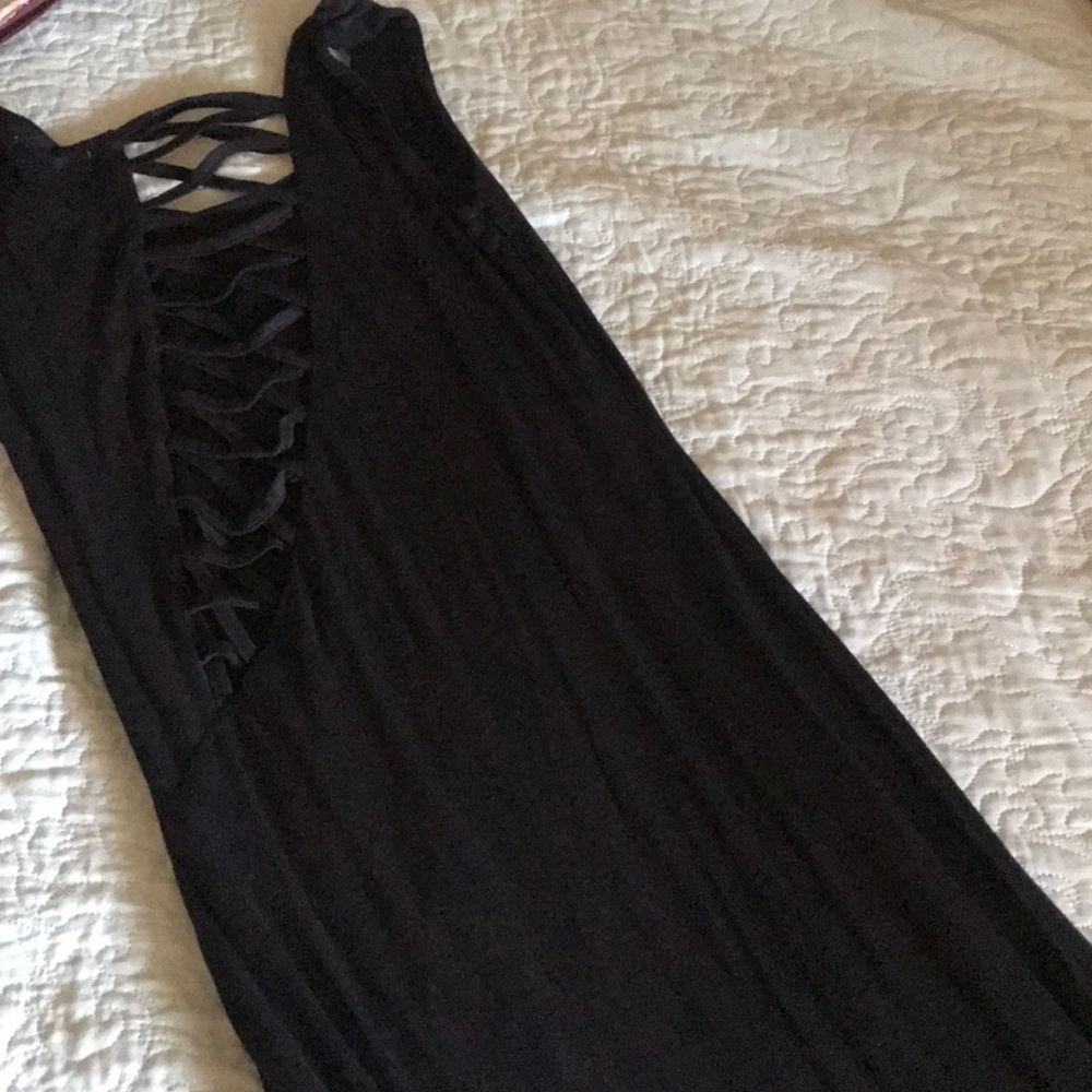 Black cross cross back dress